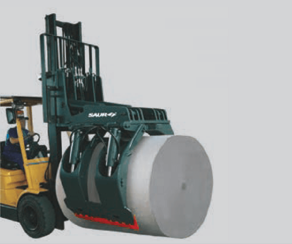Tilting paper roll clamp