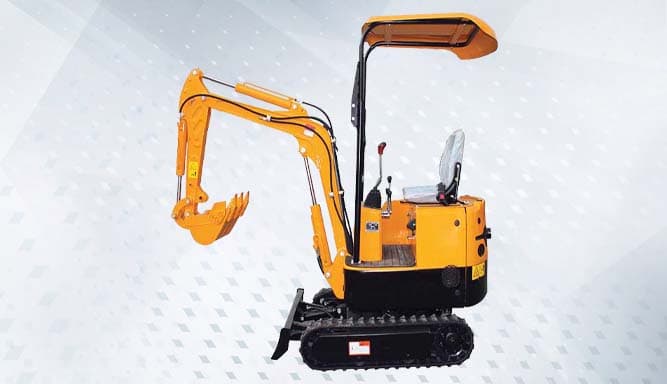 Feeler tracked mini excavator with an open canopy